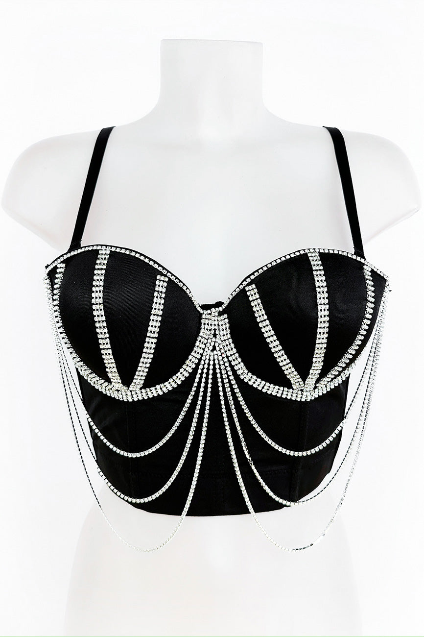 Top Mujer Bustier Diamantes de imitación Crop Top Push up Corset fiesta