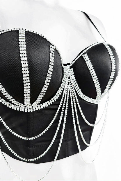 Top Mujer Bustier Diamantes de imitación Crop Top Push up Corset fiesta