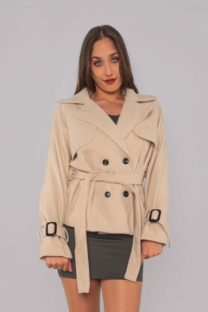 Gabardina trench corta de gamuza