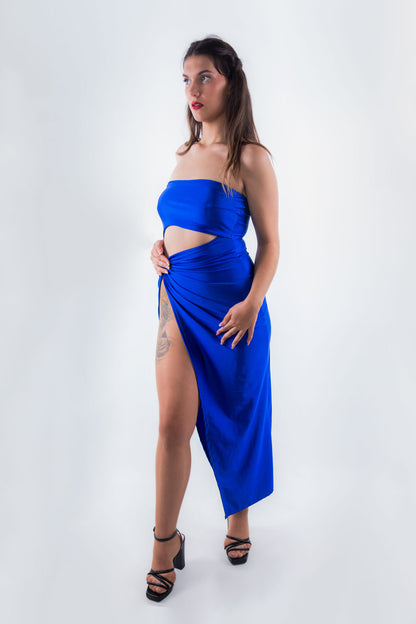 Vestido midi thigh sexy  con abertura de muslo